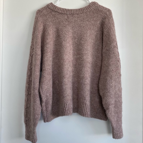 NWOT Old Navy Wool Blend Wild Cable Knit Pullover Rose Dawn Sweater L - Picture 3 of 7